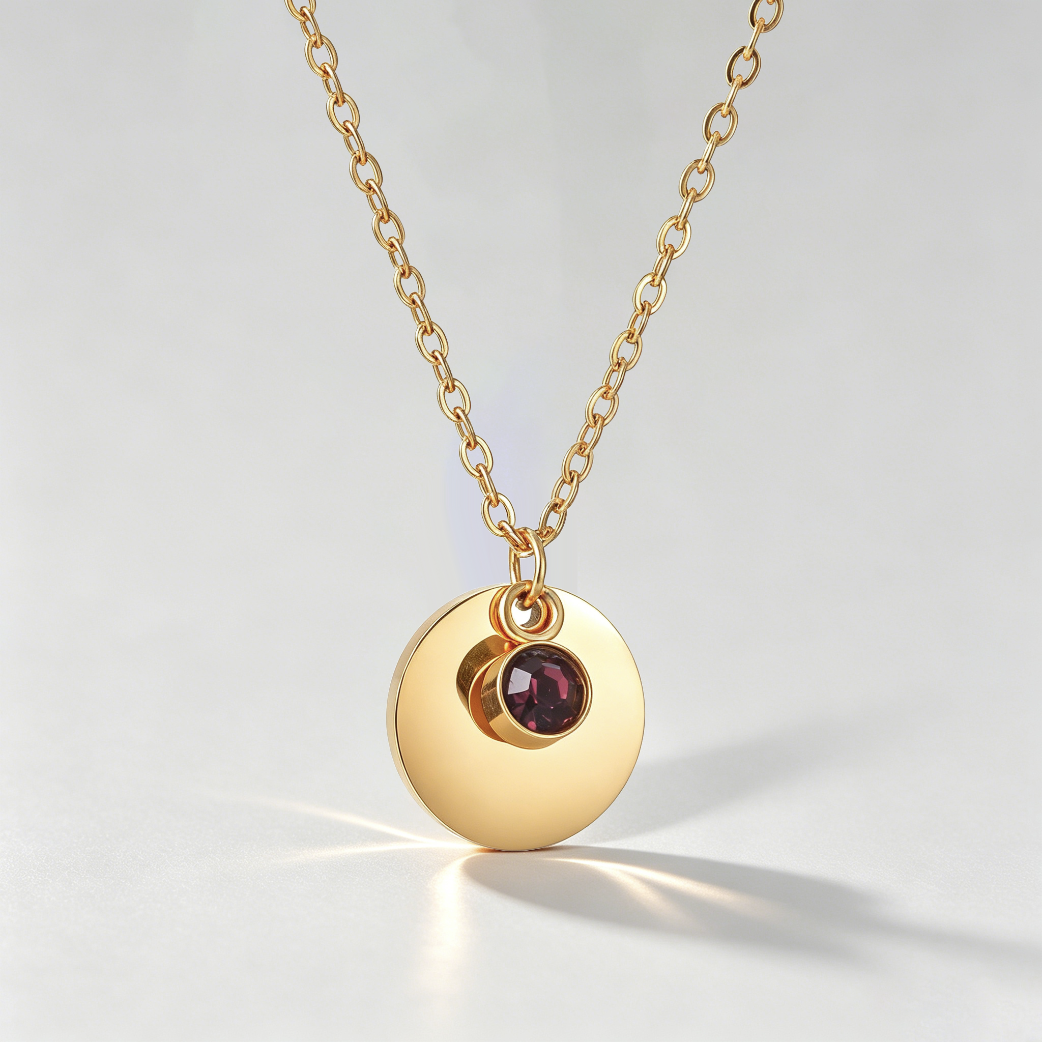 The Aura Birthstone & Disc Necklace | 18K Gold Plated Personalized Gift