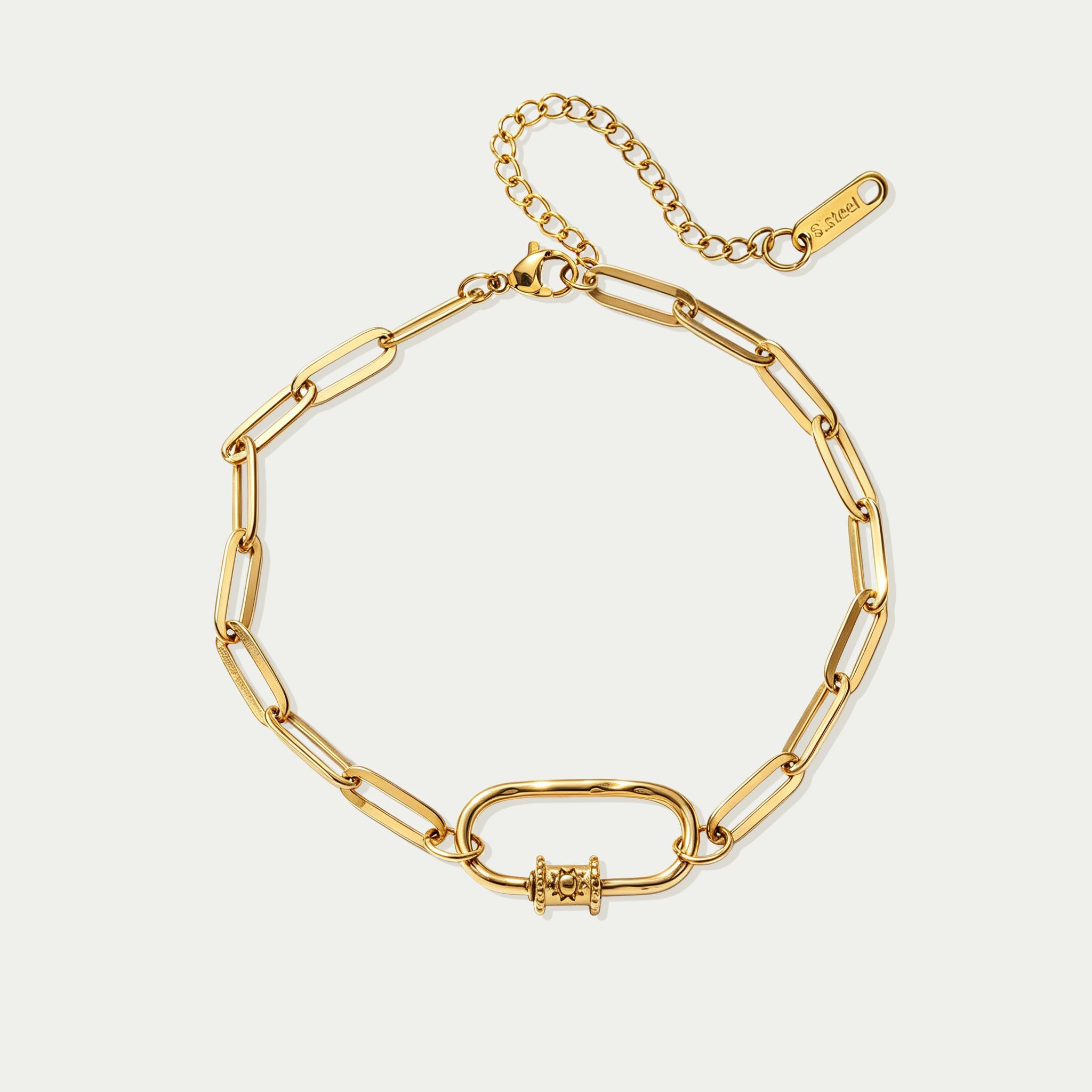 Astar Sunburst Carabiner Paperclip Chain Bracelet | 18K Gold Plated Waterproof DIY Charm Holder Jewelry