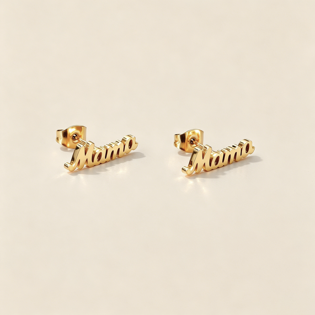 The Whisper Script Name Earrings | 18K Gold Plated Bespoke Typo Studs