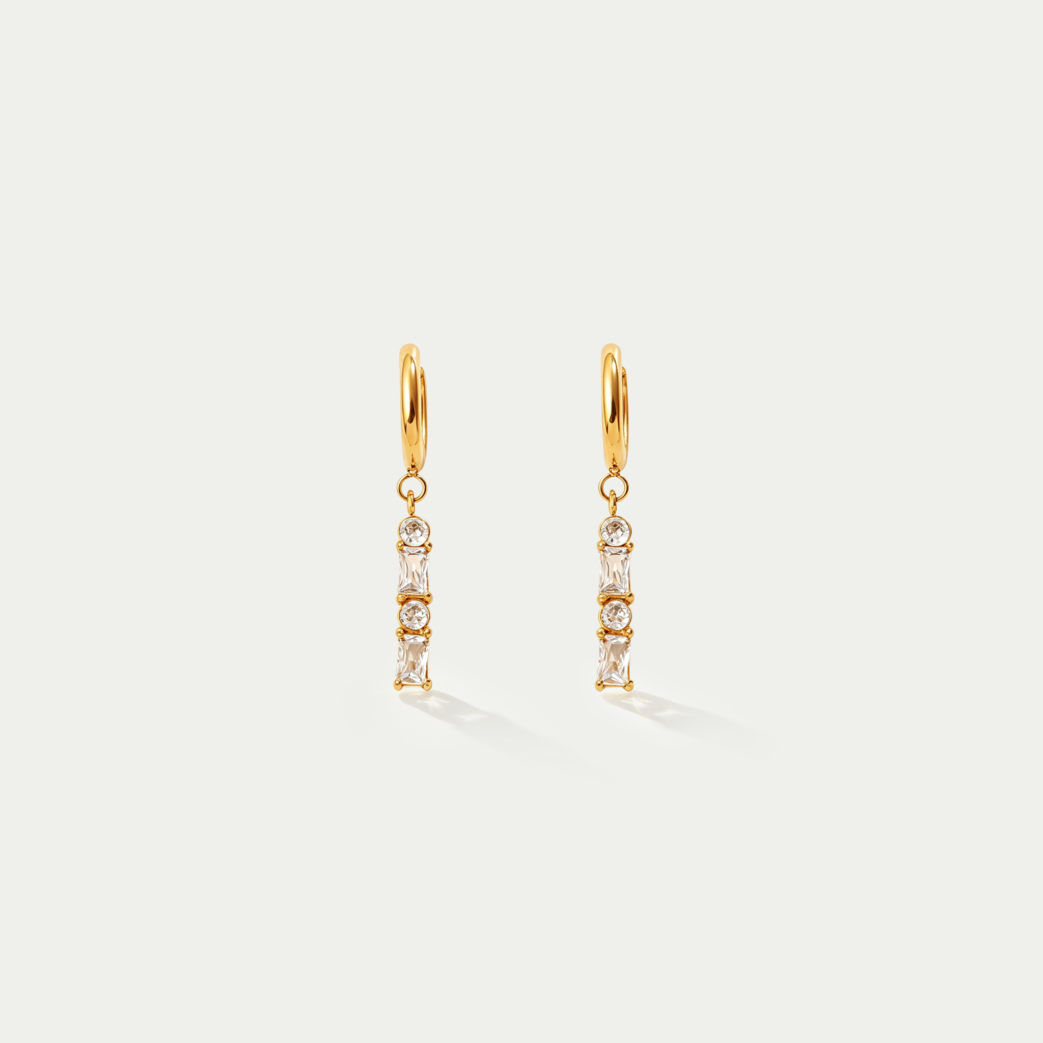 The Lumina Mosaic Huggies | 18K Gold Plated Mixed-Cut Crystal Drop Earrings