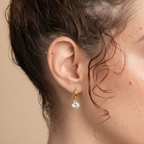 The Lumina Solitaire Huggies | 18K Gold Plated Floating Round Crystal Drop Earrings
