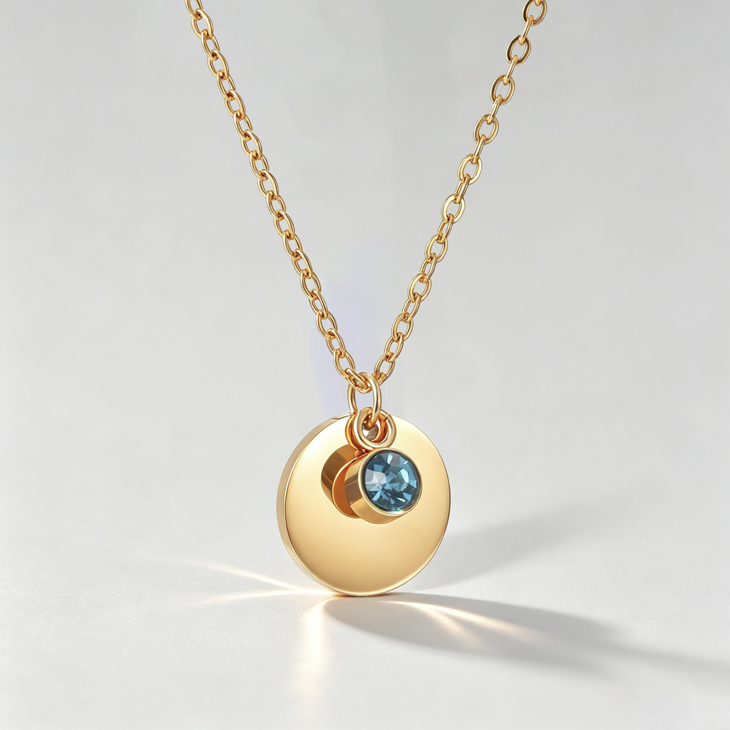 The Aura Birthstone & Disc Necklace | 18K Gold Plated Personalized Gift