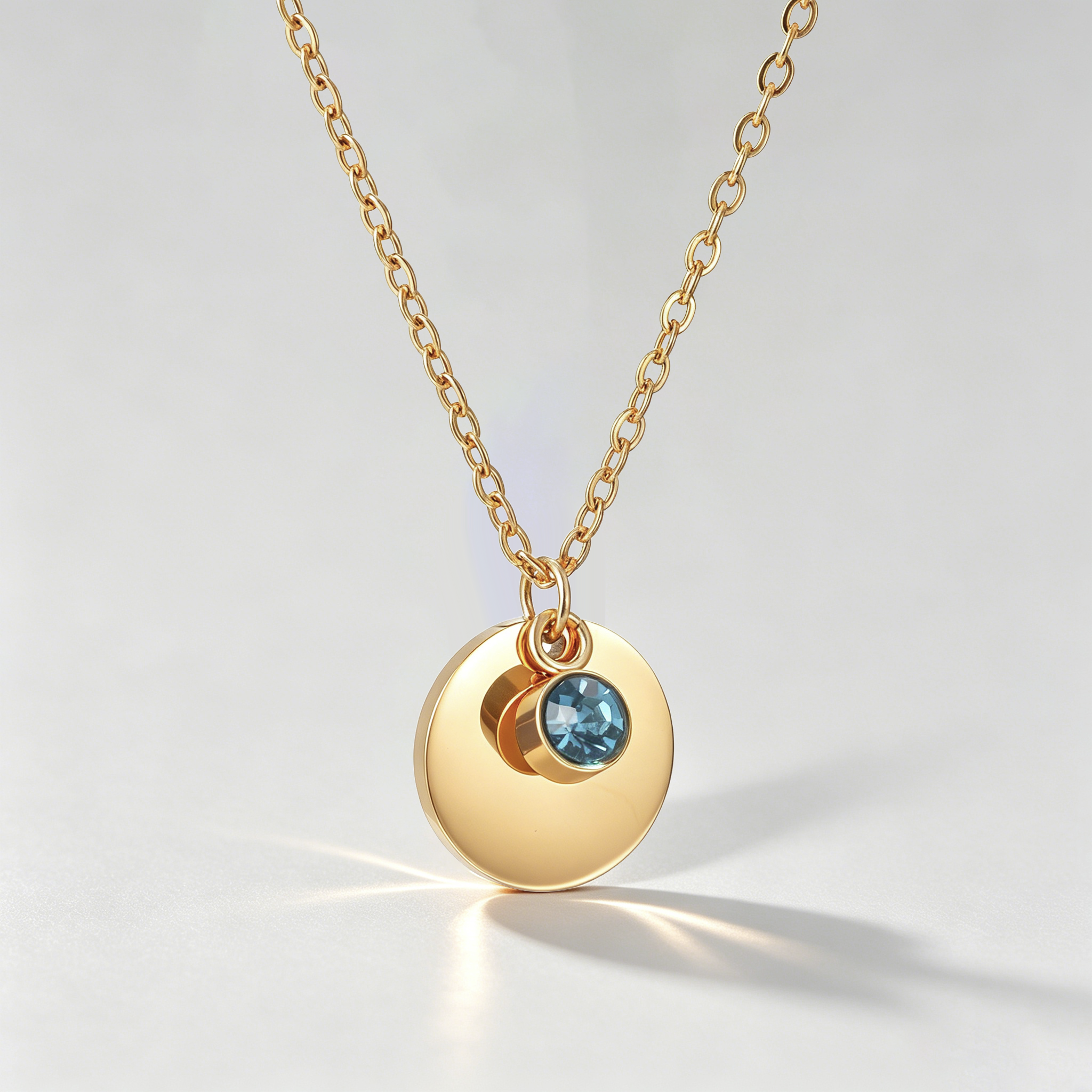 The Aura Birthstone & Disc Necklace | 18K Gold Plated Personalized Gift