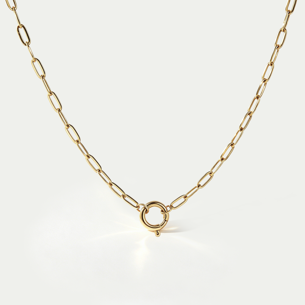 Aura Spring Clasp Paperclip Chain Necklace | 18K Gold Plated Waterproof Statement Choker