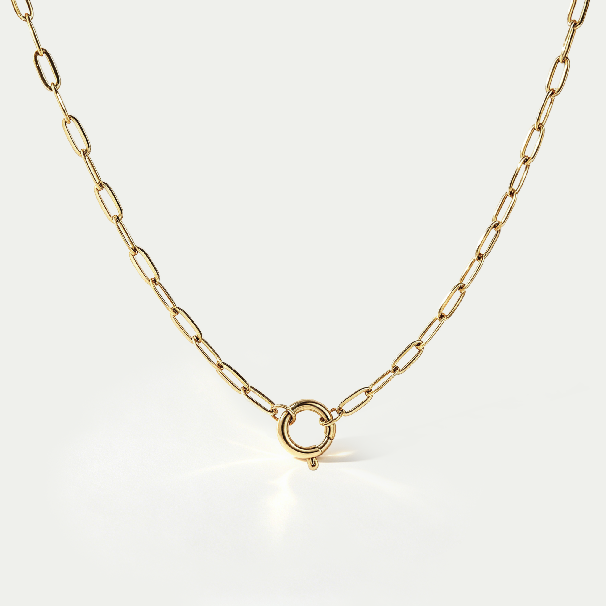 Aura Spring Clasp Paperclip Chain Necklace | 18K Gold Plated Waterproof Statement Choker