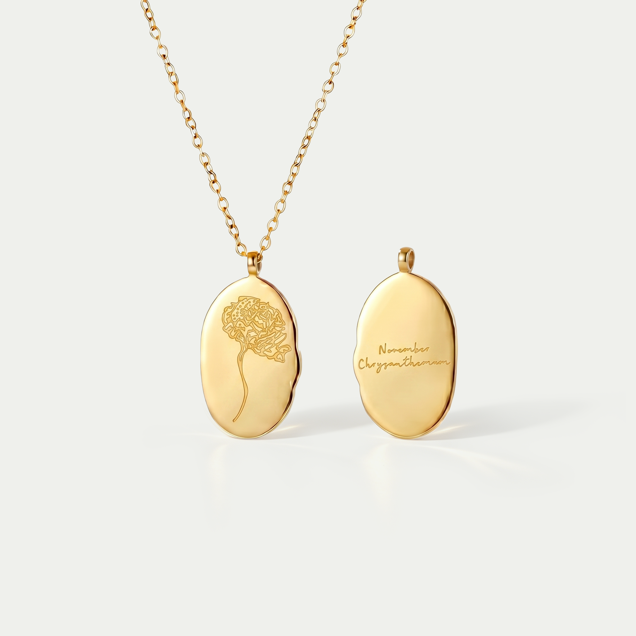 The Fleur Molten Disc Necklace | 18K Gold Plated Birth Month Flower Piece