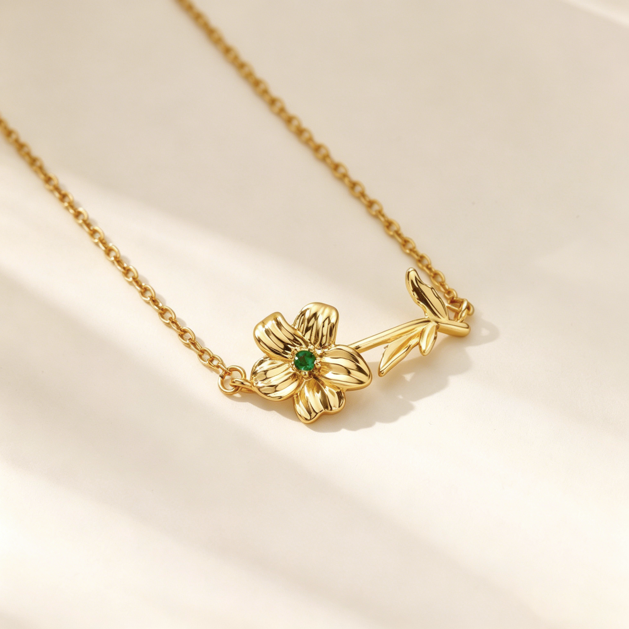 The Fleur Vintage Bar Necklace | 18K Gold Plated Birth Month Flower Piece
