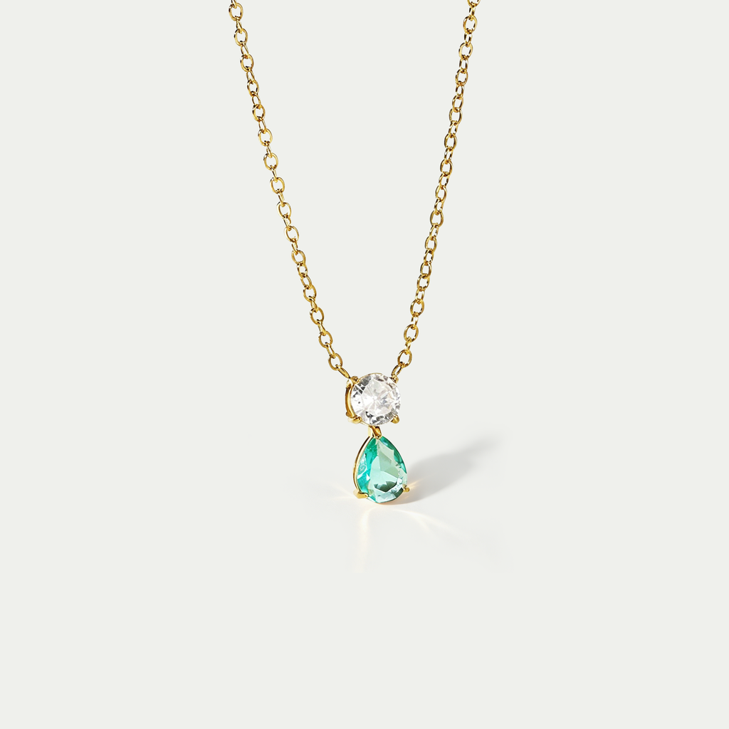 The Aura Birthstone Drop Necklace | 18K Gold Plated Bold Bezel Piece