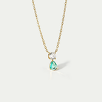 The Aura Birthstone Drop Necklace | 18K Gold Plated Bold Bezel Piece