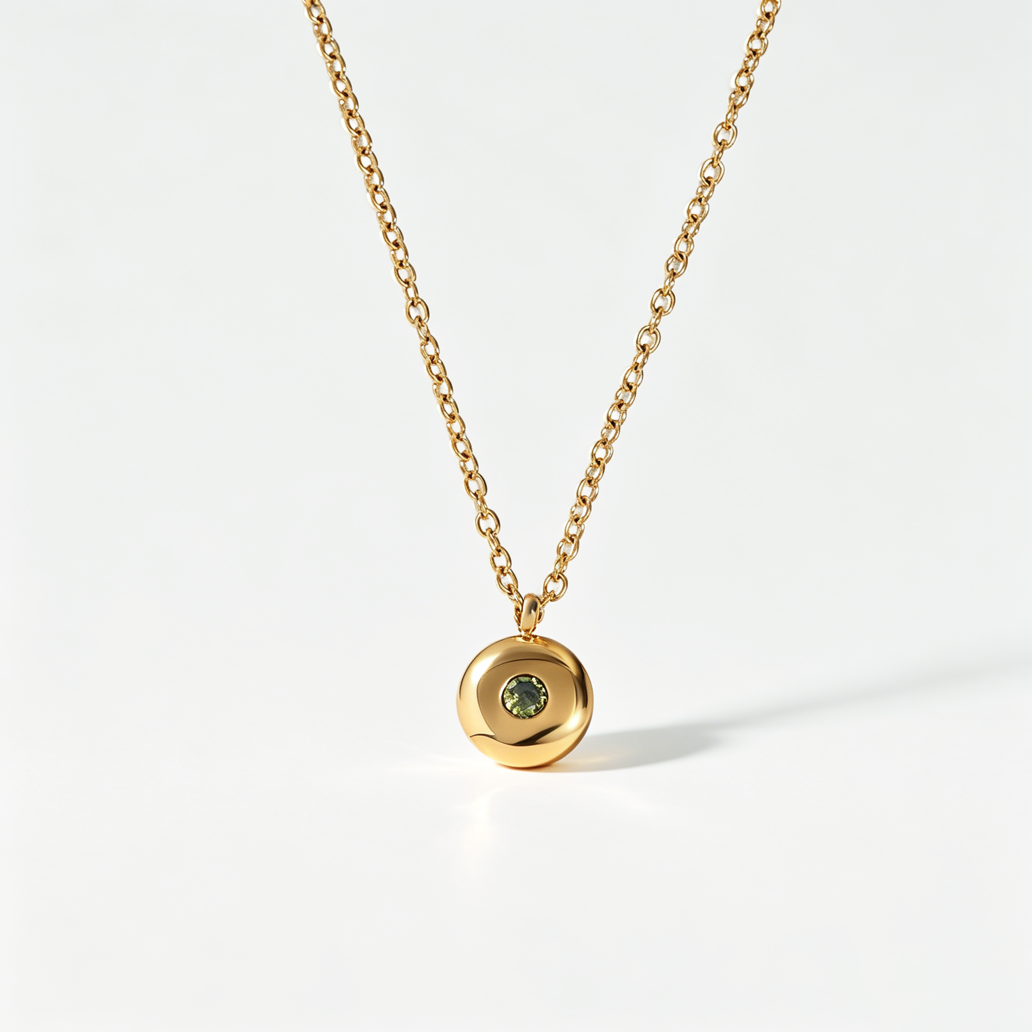 The Hammered Birthstone Disc | 18K Gold Plated Identity Necklace