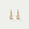 The Lumina Solitaire Huggies | 18K Gold Plated Floating Round Crystal Drop Earrings
