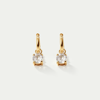 The Lumina Solitaire Huggies | 18K Gold Plated Floating Round Crystal Drop Earrings