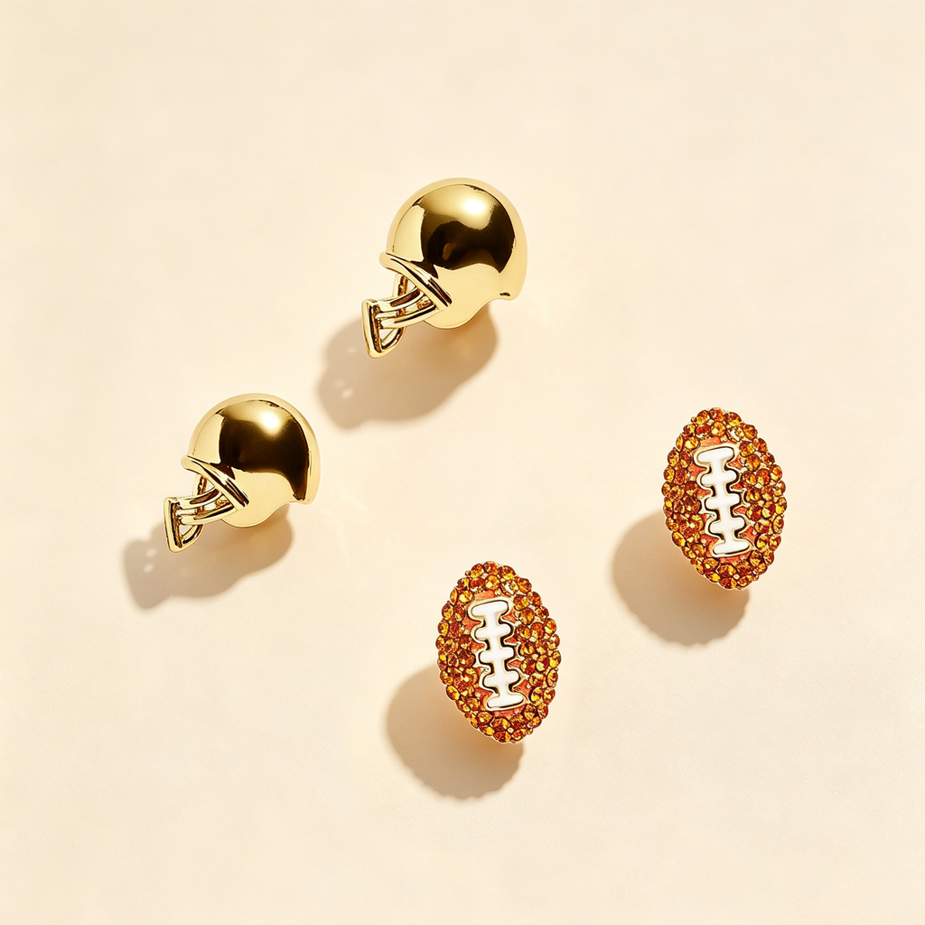 The Varsity Court Sports Studs | 14K Gold Plated Tiny Athlete Earrings