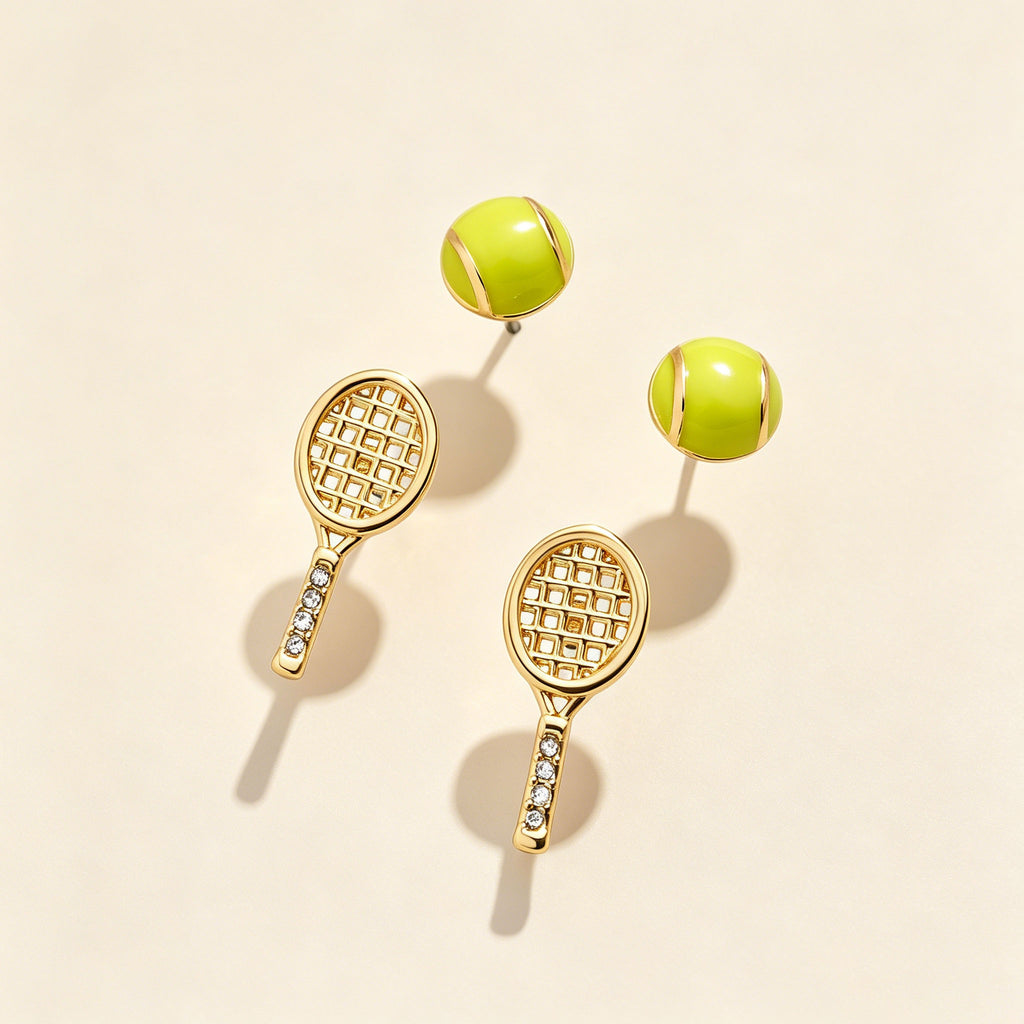 The Varsity Court Sports Studs | 14K Gold Plated Tiny Athlete Earrings