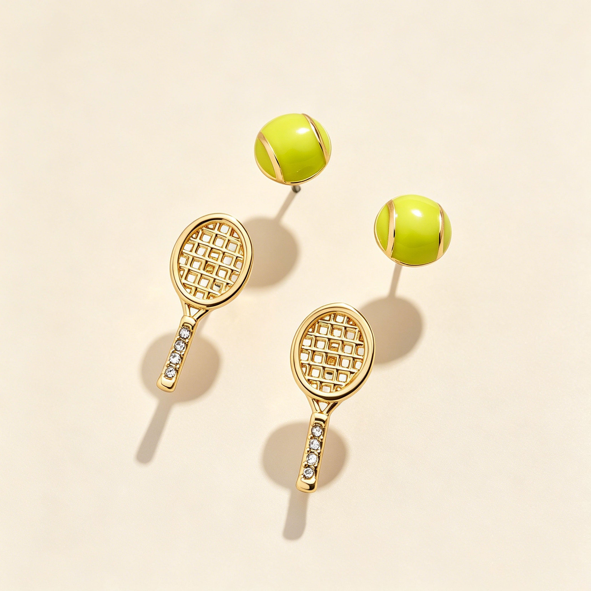 The Varsity Court Sports Studs | 14K Gold Plated Tiny Athlete Earrings