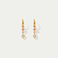 The Lumina Duet Huggies | 18K Gold Plated Pink & Clear Mixed Geometric Drop Earrings