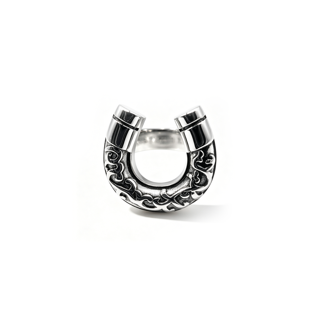The Midnight Outlaw Ring Set | Vintage Gothic 18K Gold Plated Cowboy Hat & Horseshoe Statement Rings