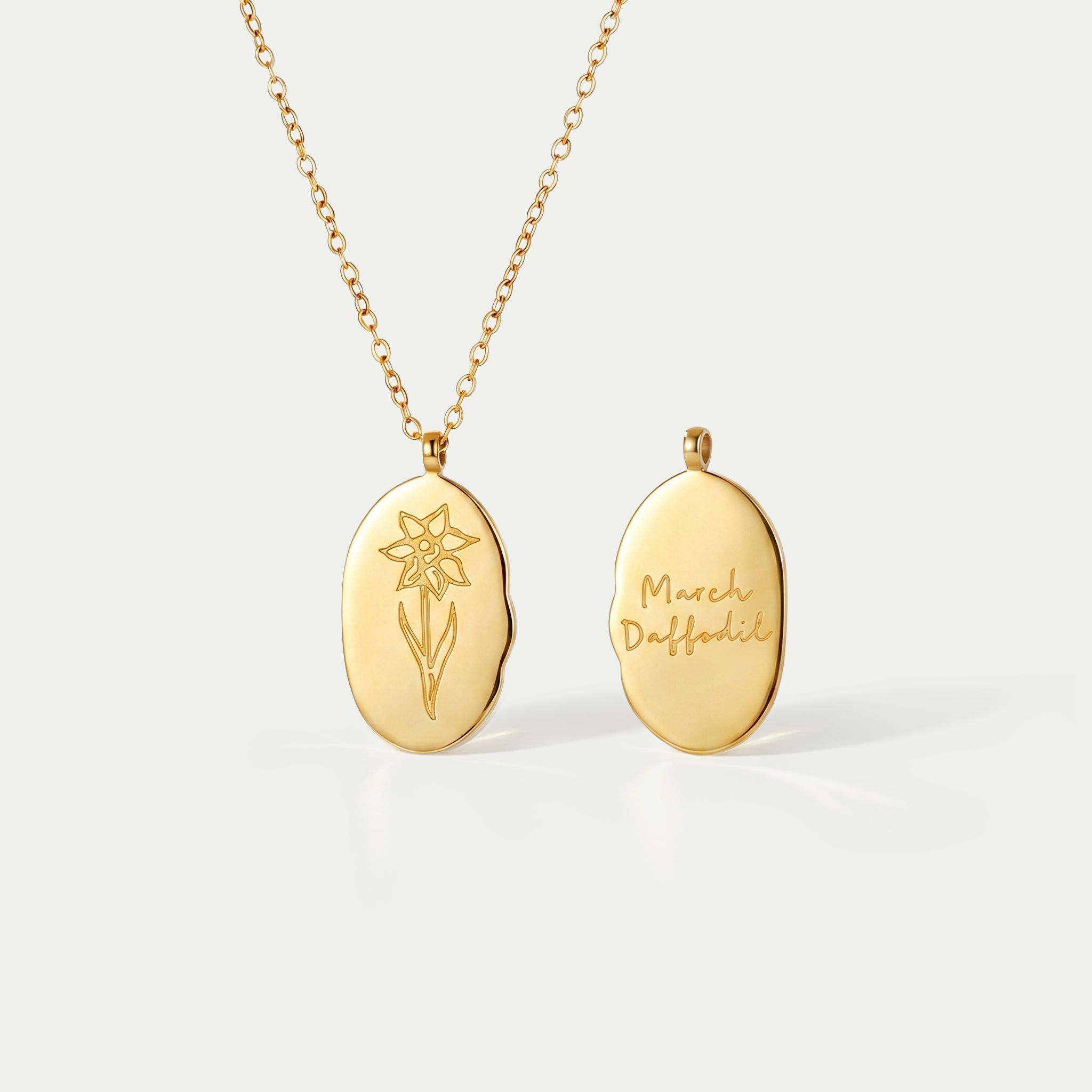 The Fleur Molten Disc Necklace | 18K Gold Plated Birth Month Flower Piece