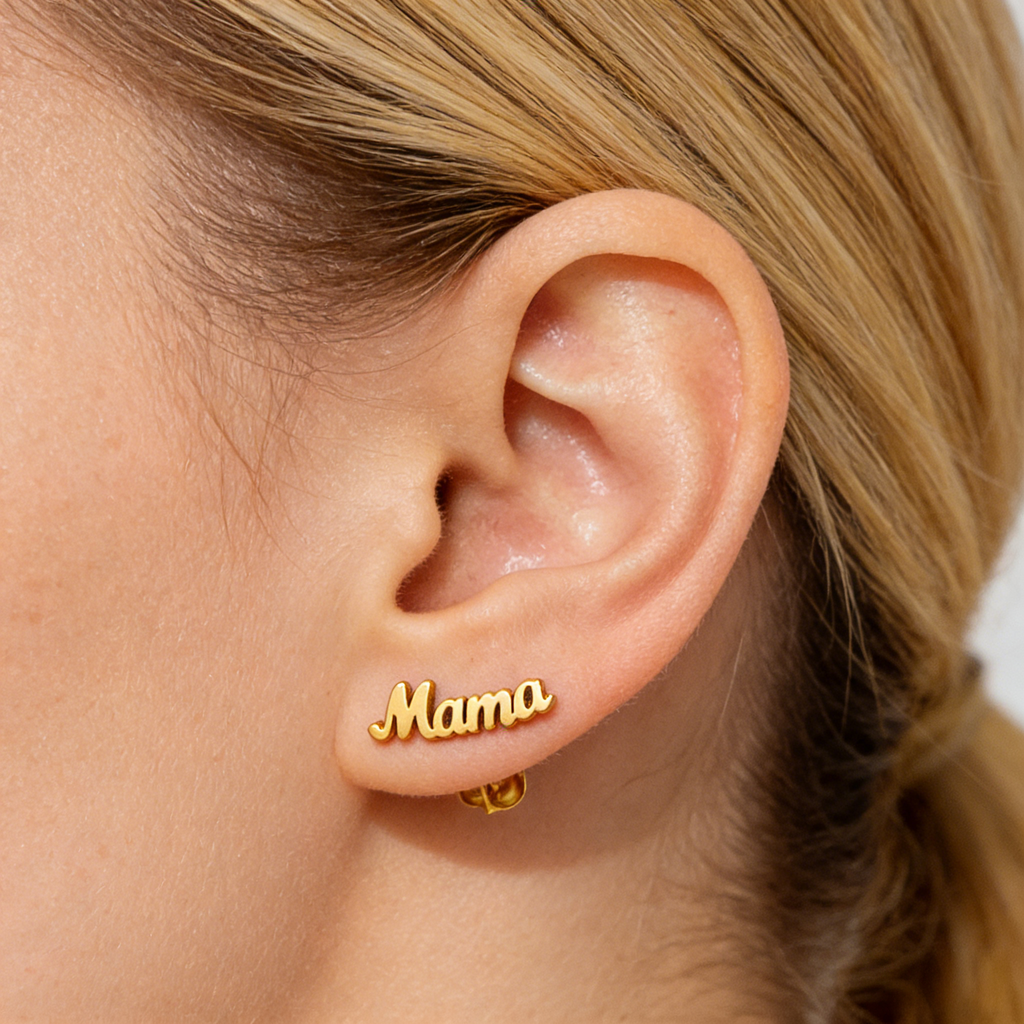 The Whisper Script Name Earrings | 18K Gold Plated Bespoke Typo Studs