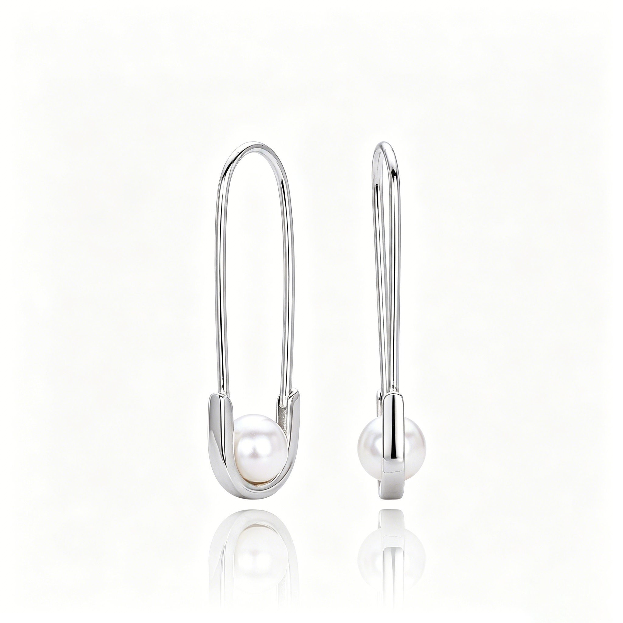 The Rebel Pearl Safety Pin Hoops | 18K Gold Plated Freshwater Pearl Earring