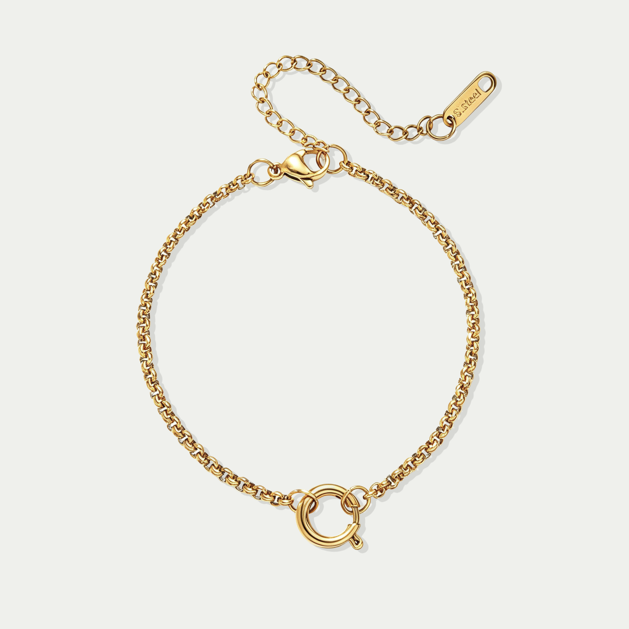 Astar Aura Spring Clasp O-Chain Bracelet | 18K Gold Plated Waterproof DIY Charm Holder Jewelry