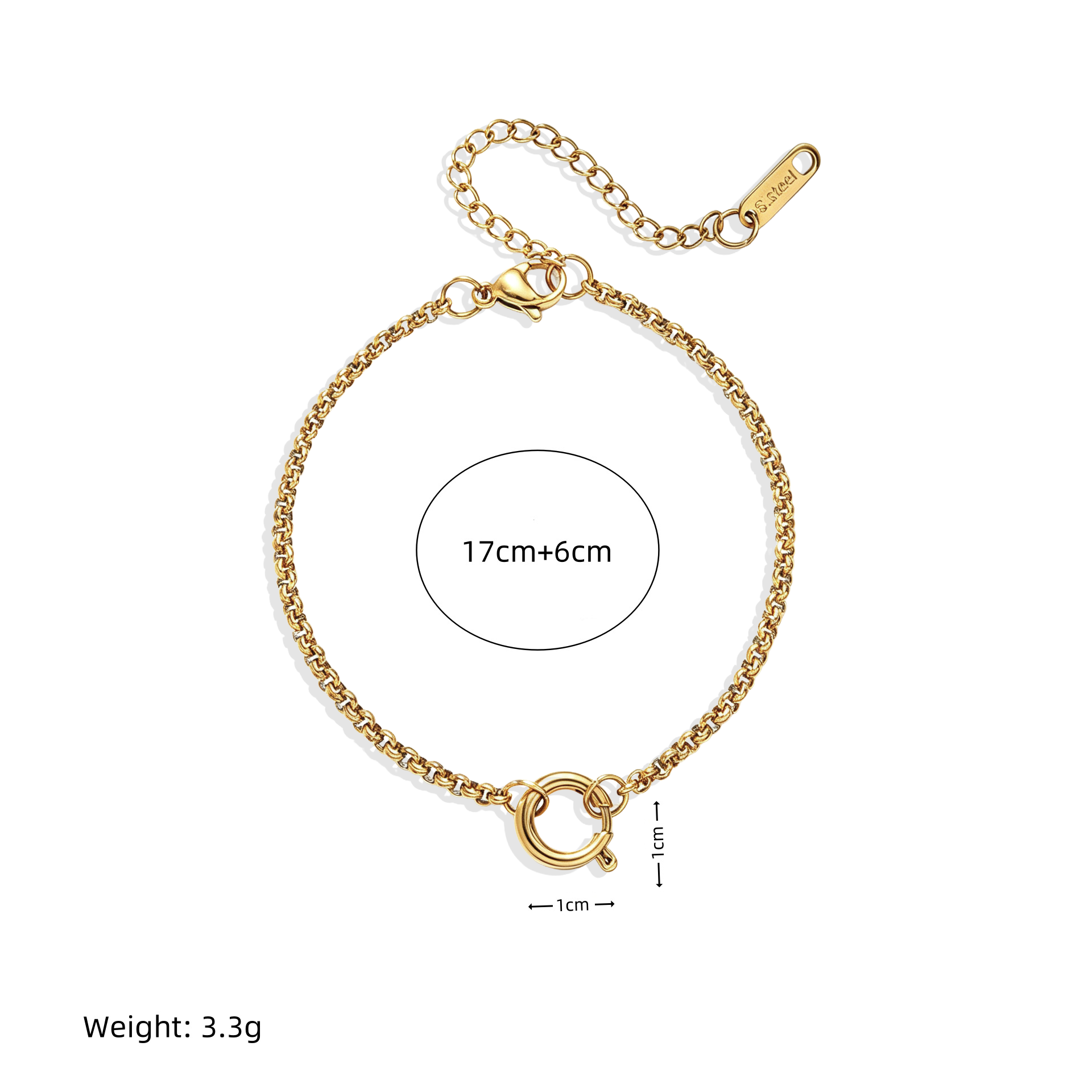 Astar Aura Spring Clasp O-Chain Bracelet | 18K Gold Plated Waterproof DIY Charm Holder Jewelry