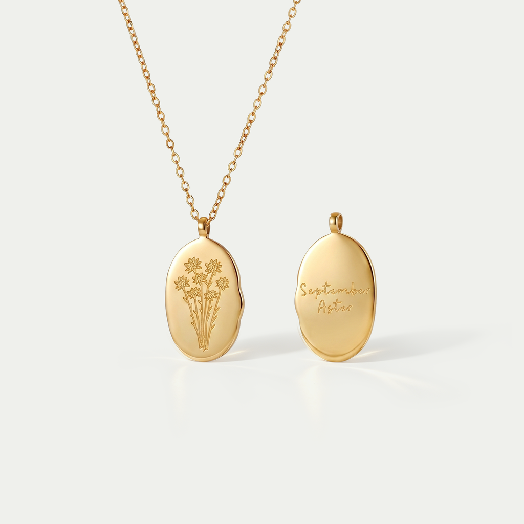 The Fleur Molten Disc Necklace | 18K Gold Plated Birth Month Flower Piece