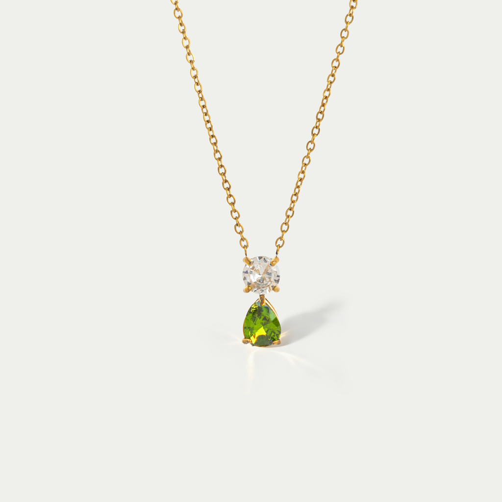 The Aura Birthstone Drop Necklace | 18K Gold Plated Bold Bezel Piece