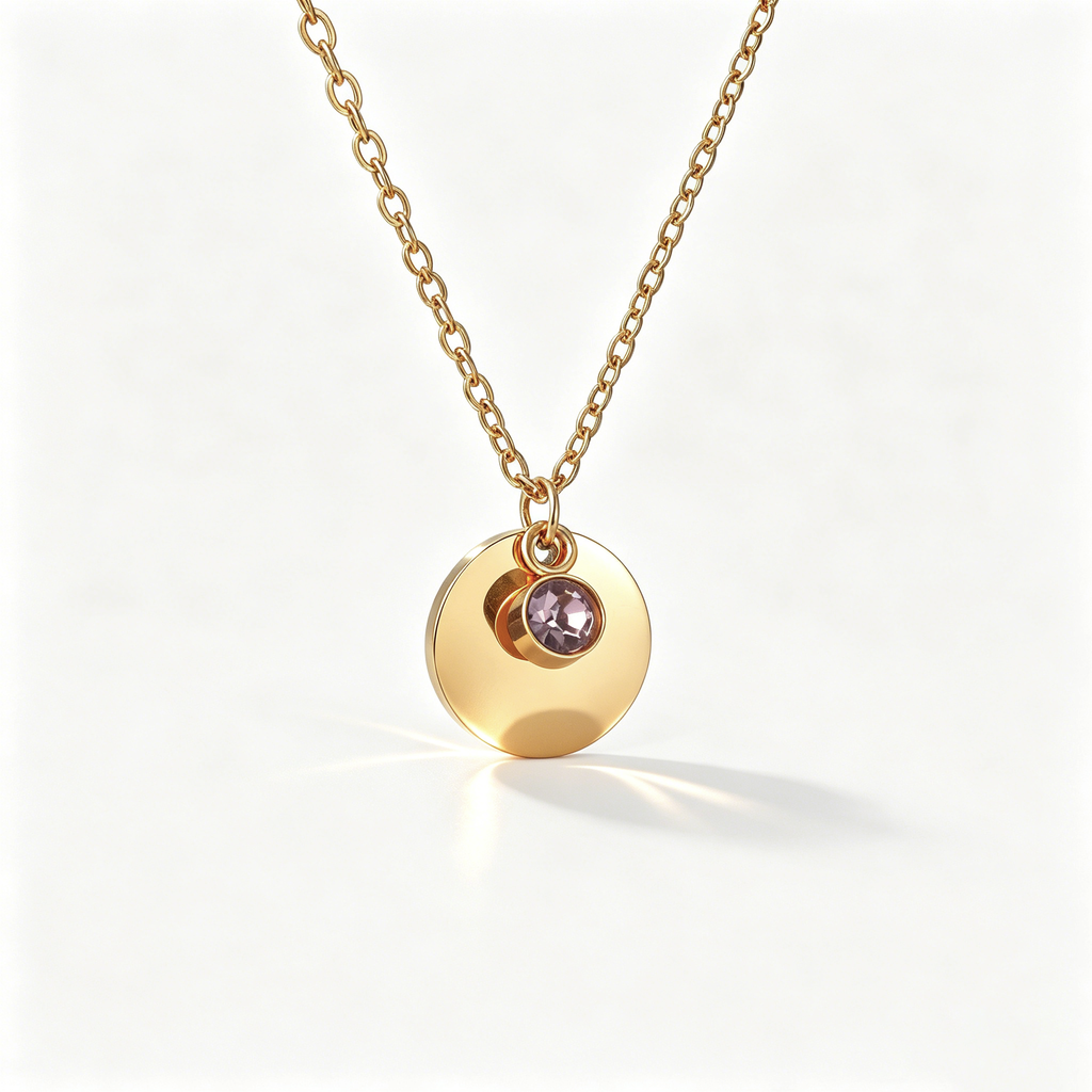 The Aura Birthstone & Disc Necklace | 18K Gold Plated Personalized Gift