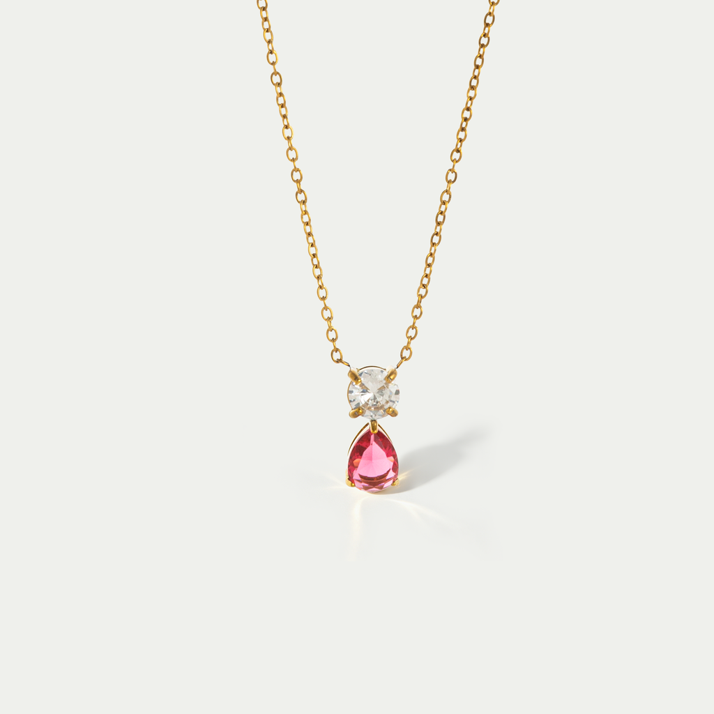 The Aura Birthstone Drop Necklace | 18K Gold Plated Bold Bezel Piece
