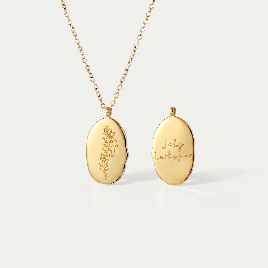 The Fleur Molten Disc Necklace | 18K Gold Plated Birth Month Flower Piece