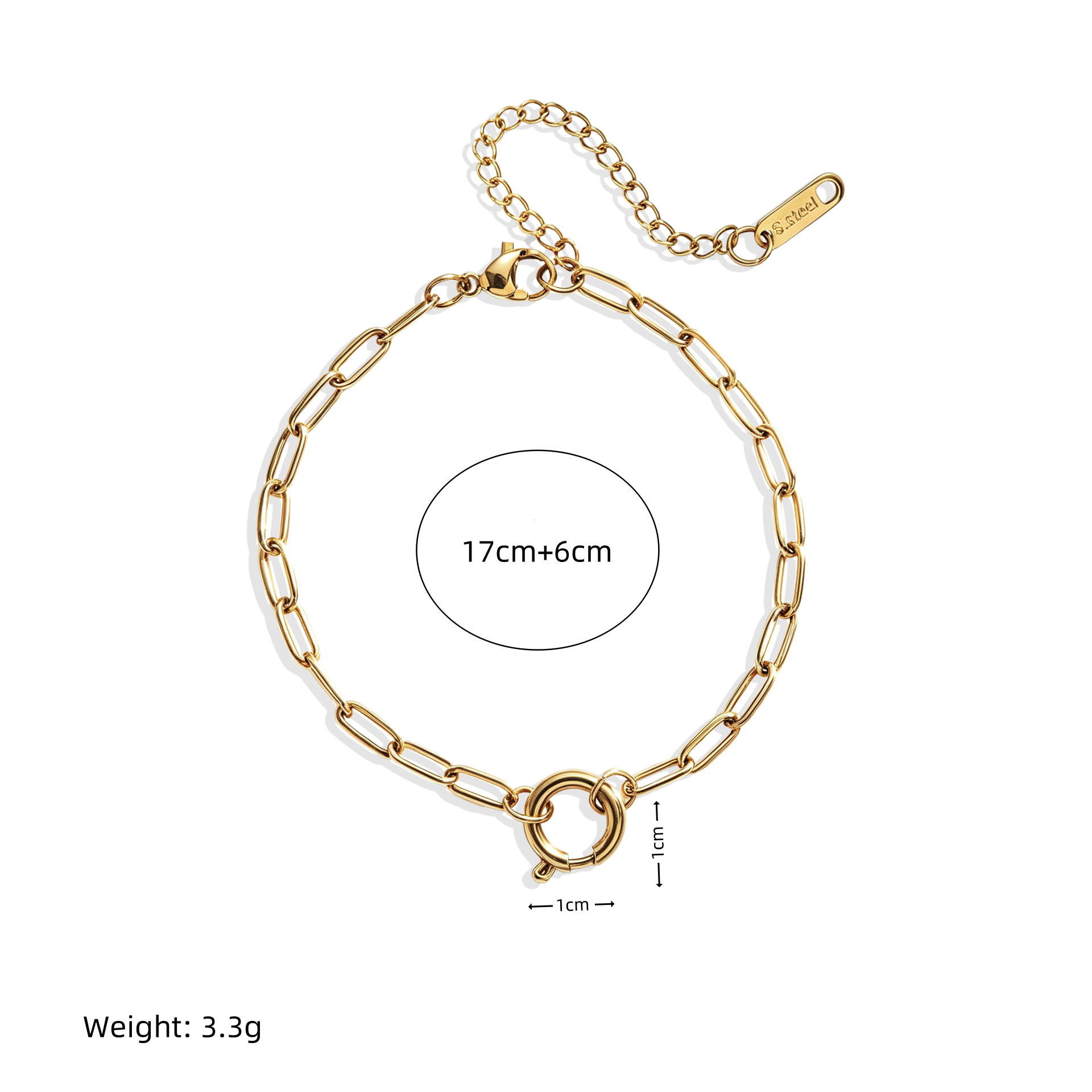 Astar Aura Spring Clasp Paperclip Chain Bracelet | 18K Gold Plated Waterproof DIY Charm Holder Jewelry
