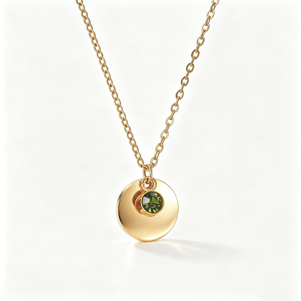 The Aura Birthstone & Disc Necklace | 18K Gold Plated Personalized Gift