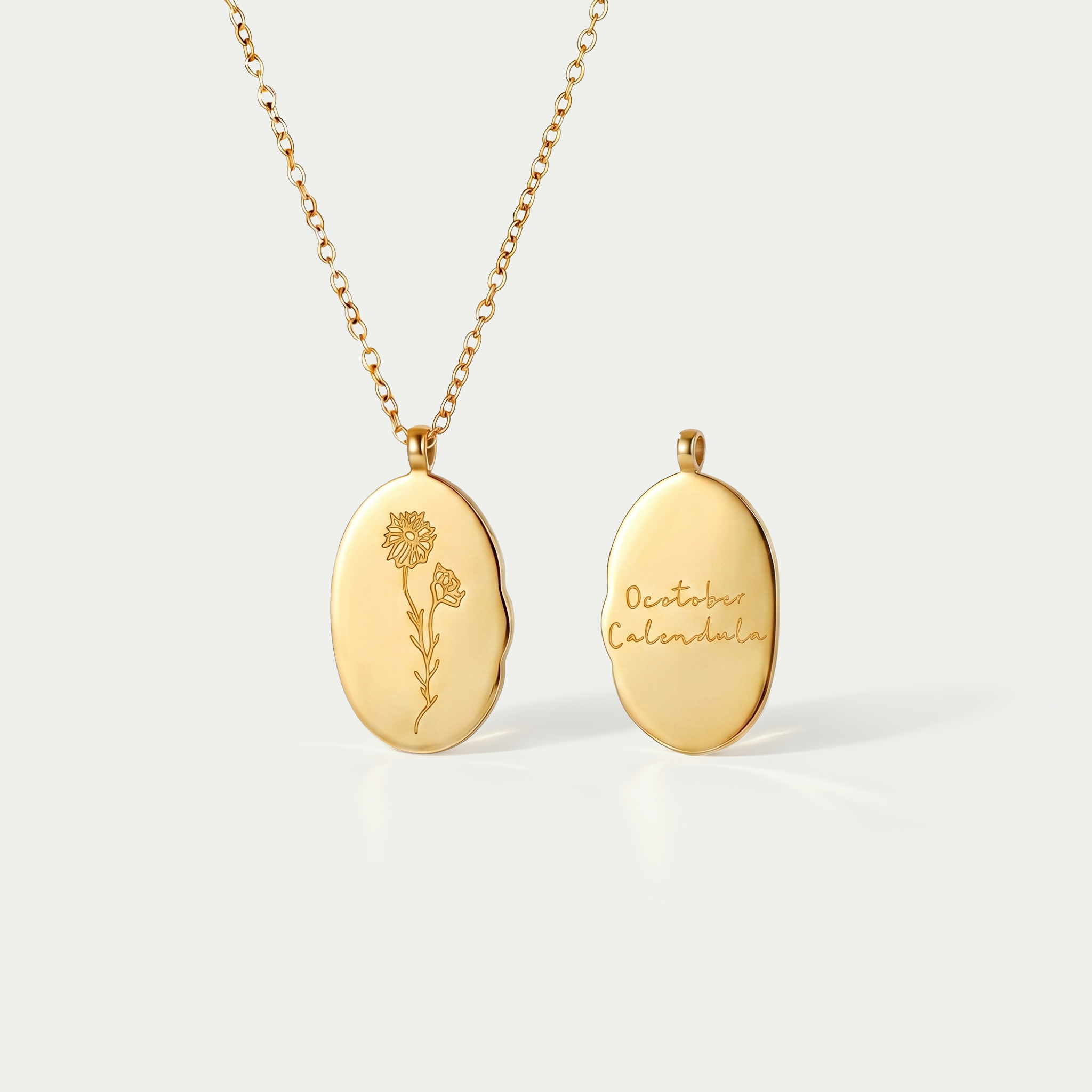 The Fleur Molten Disc Necklace | 18K Gold Plated Birth Month Flower Piece