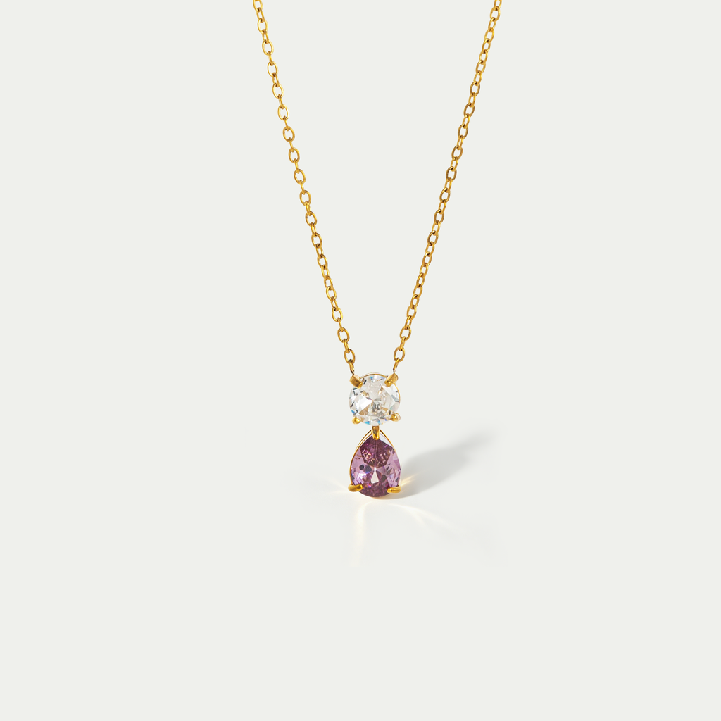 The Aura Birthstone Drop Necklace | 18K Gold Plated Bold Bezel Piece