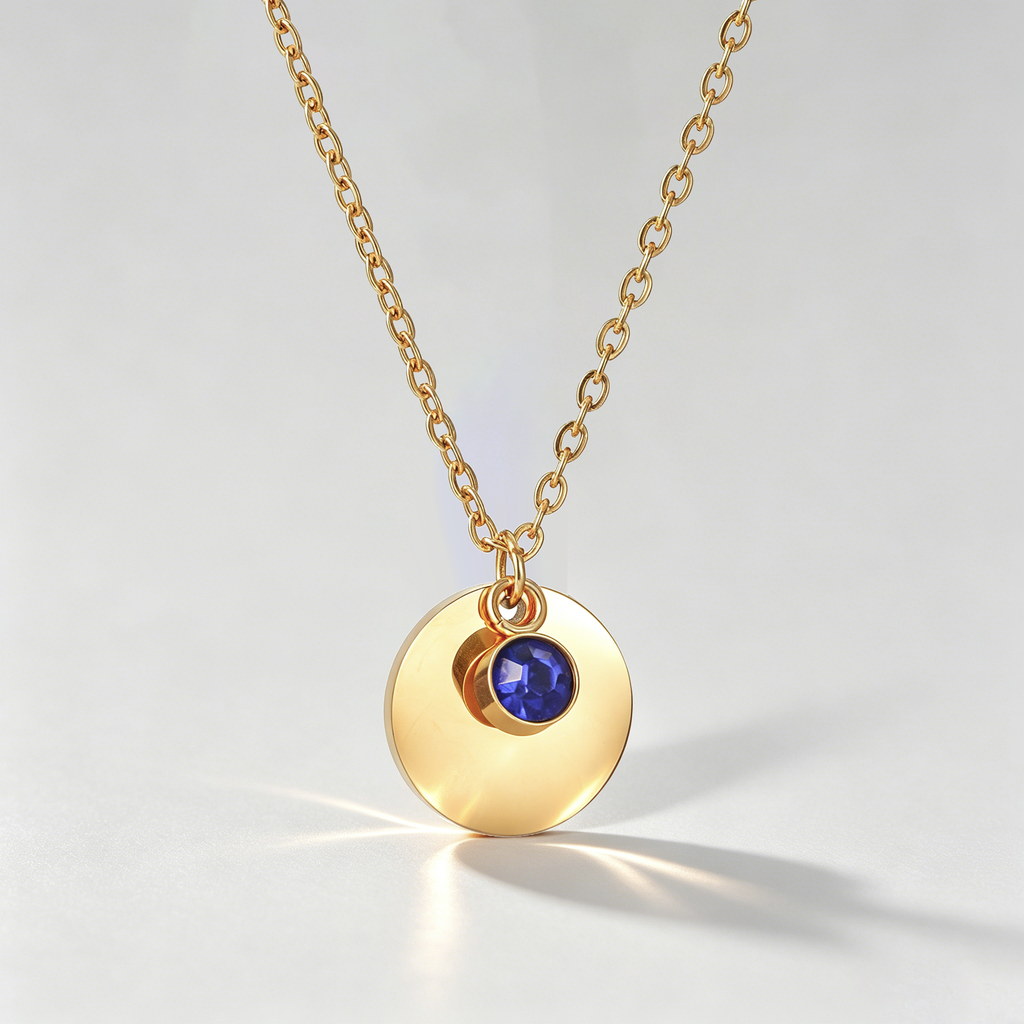The Aura Birthstone & Disc Necklace | 18K Gold Plated Personalized Gift