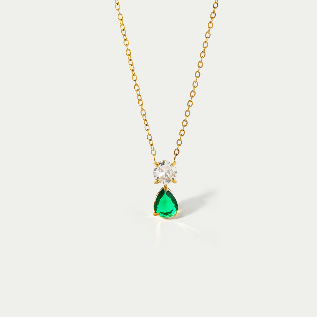 The Aura Birthstone Drop Necklace | 18K Gold Plated Bold Bezel Piece
