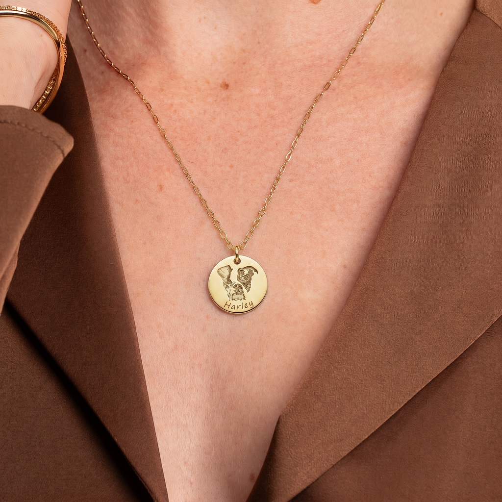 The Companion Pet Portrait Necklace | 18K Gold Plated Personalized Keepsake