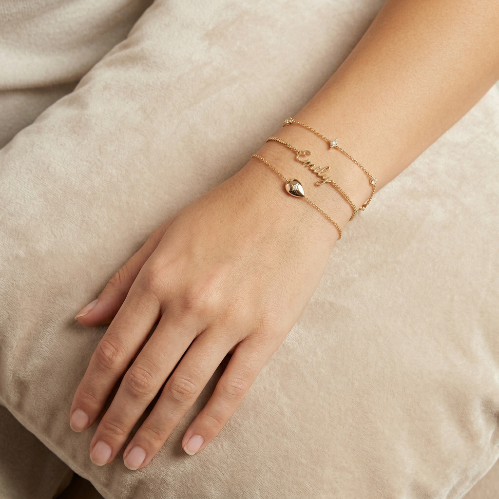 The Aura Script Name Bracelet | 18K Gold Plated Floating Identity Jewelry