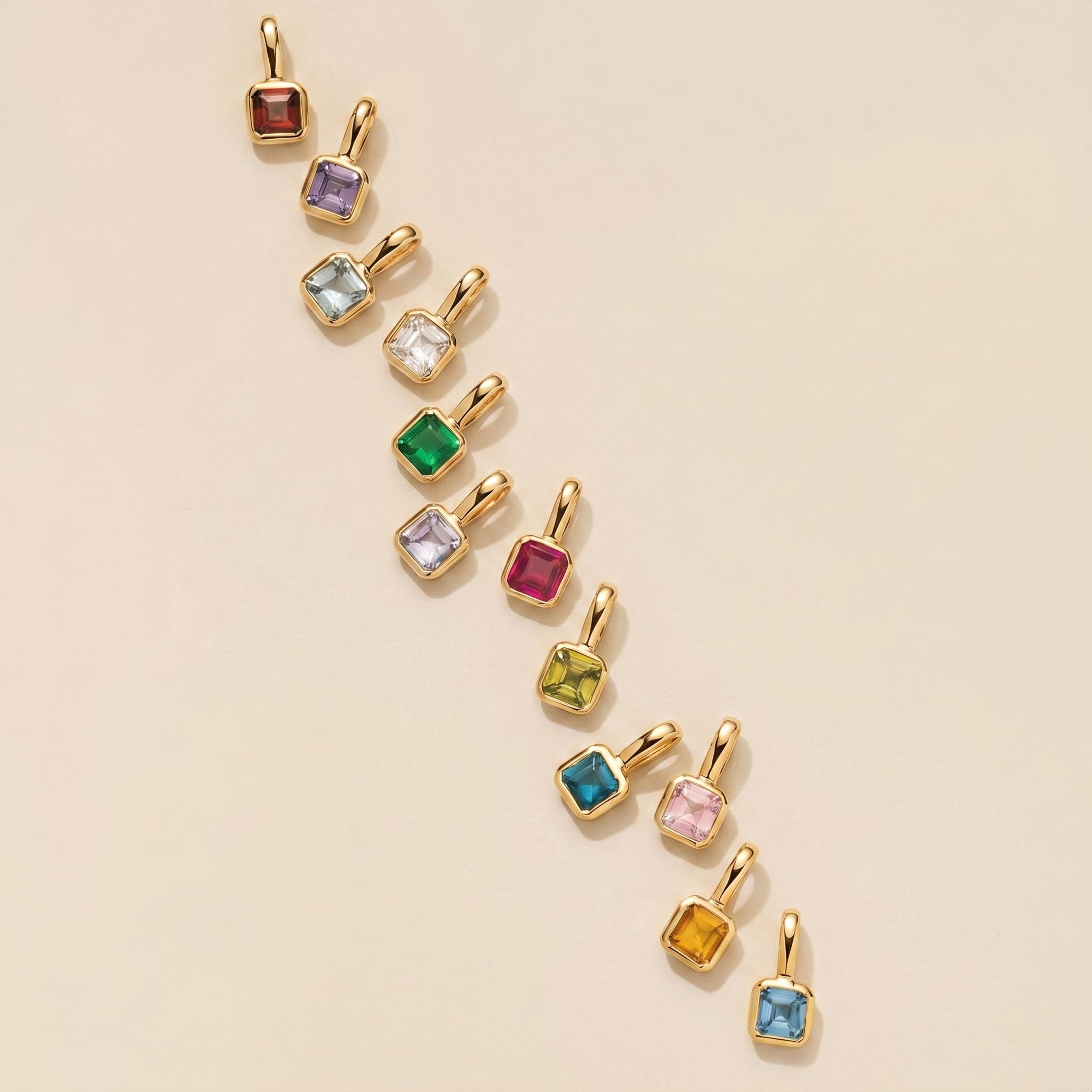 The Eternal Birthstone Charm | High-Gloss Gold & Zircon Identity Piece