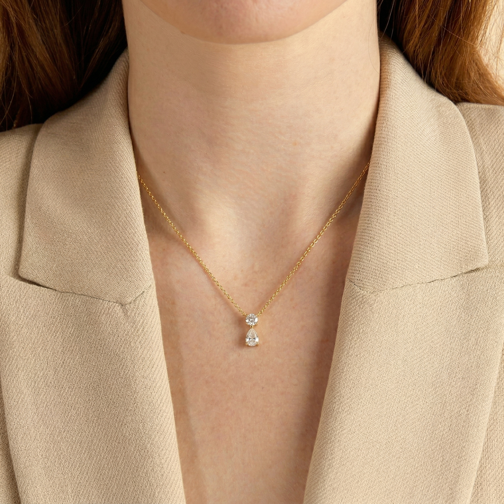 The Aura Birthstone Drop Necklace | 18K Gold Plated Bold Bezel Piece