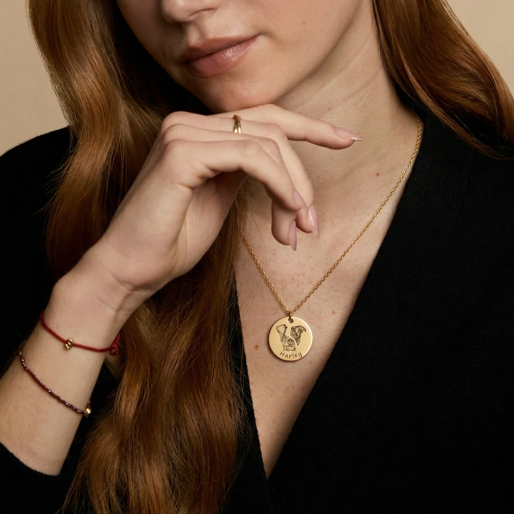 The Companion Pet Portrait Necklace | 18K Gold Plated Personalized Keepsake