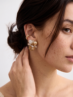 The Sugar-Gleam Pearl Studs | S925 Sterling Silver Colorful CZ Earrings