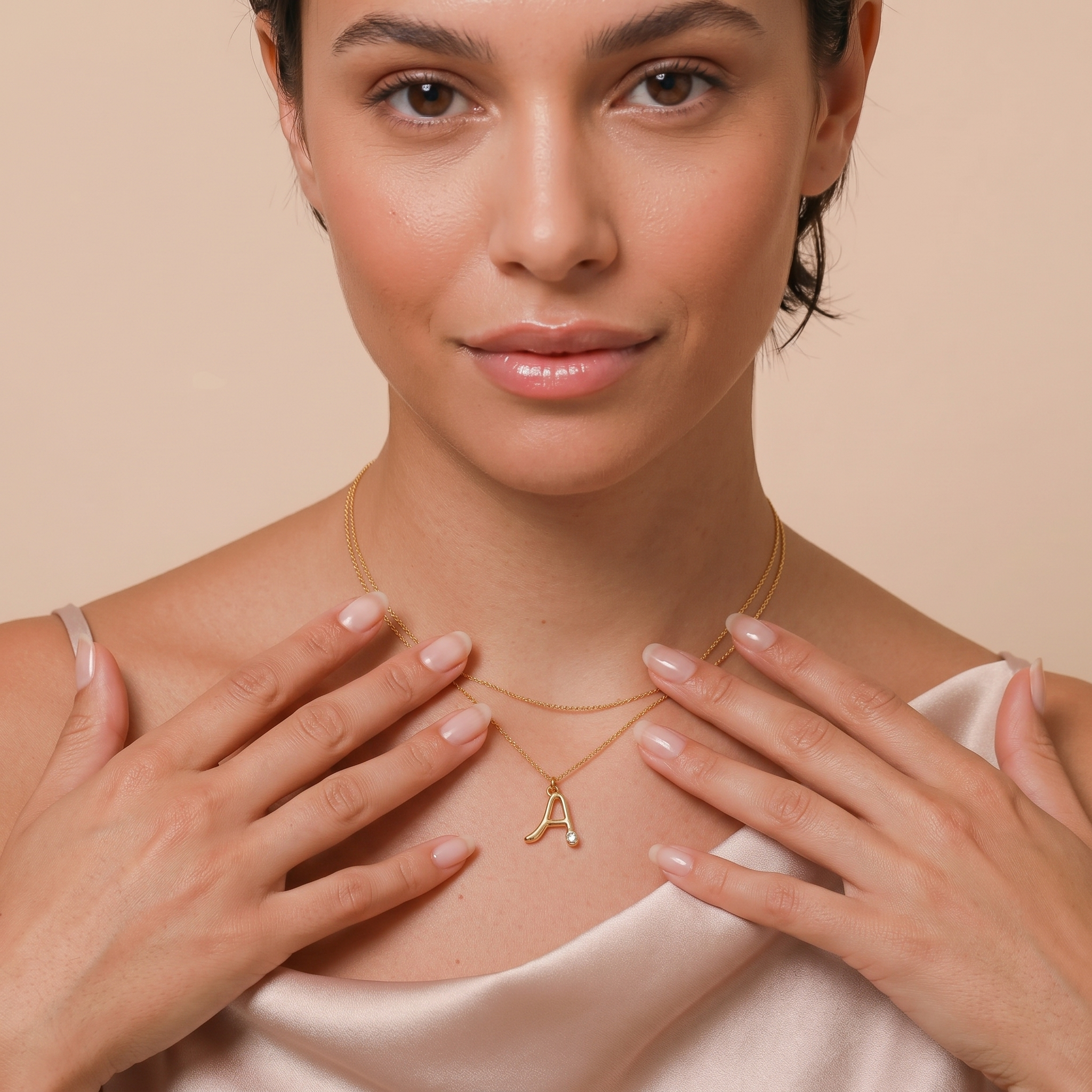 The Bubble Initial Necklace | 18K Gold Plated Sparkling Letter Pendant