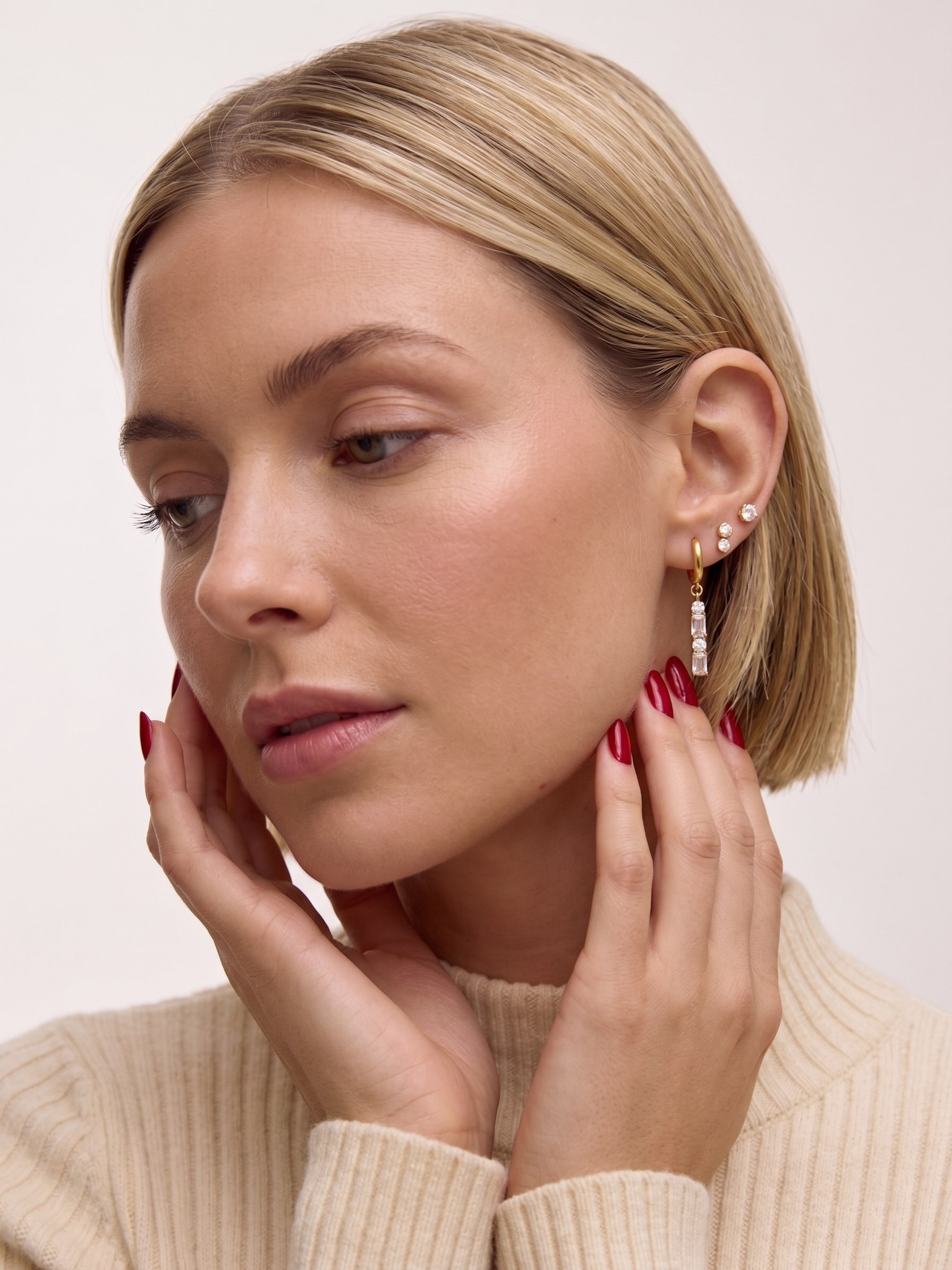 The Lumina Mosaic Huggies | 18K Gold Plated Mixed-Cut Crystal Drop Earrings