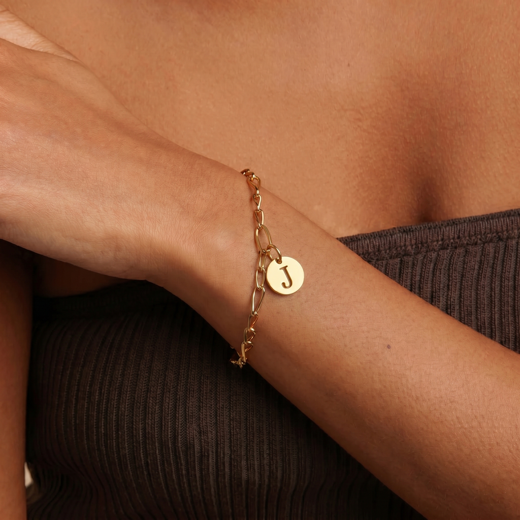 The Monogram Outline Puffy Disc Charm | 18K Gold Plated Laser Cutout Pendant