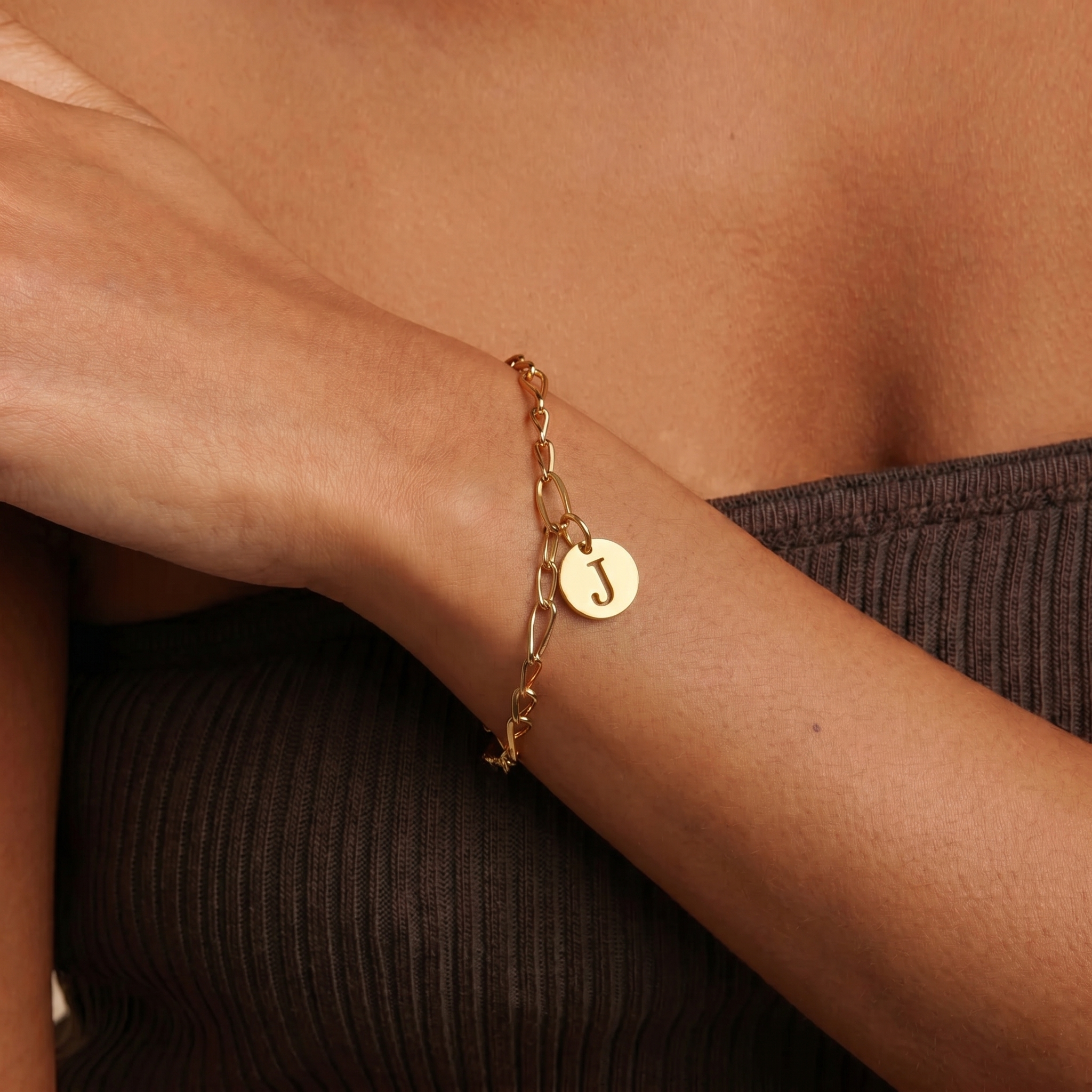 The Monogram Outline Puffy Disc Charm | 18K Gold Plated Laser Cutout Pendant