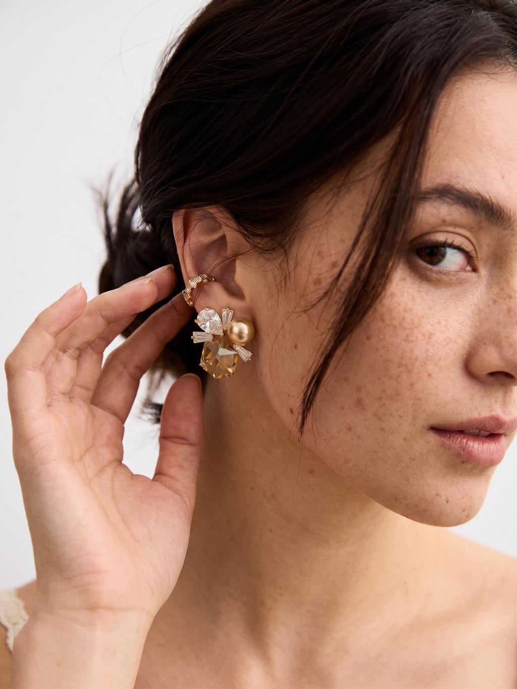 The Sugar-Gleam Pearl Studs | S925 Sterling Silver Colorful CZ Earrings