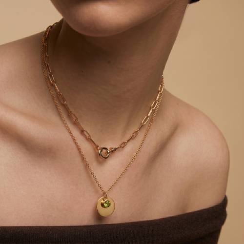 The Aura Birthstone & Disc Necklace | 18K Gold Plated Personalized Gift