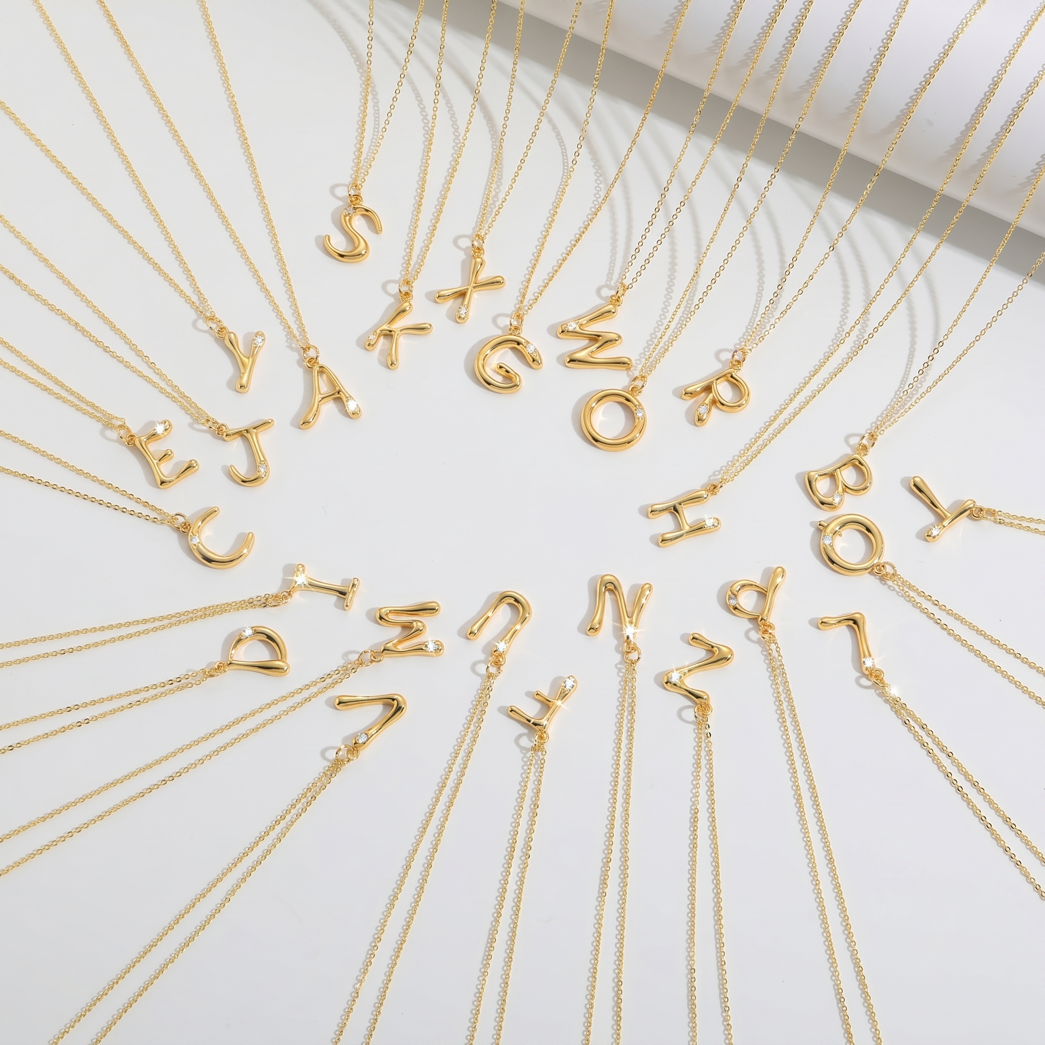 The Bubble Initial Necklace | 18K Gold Plated Sparkling Letter Pendant